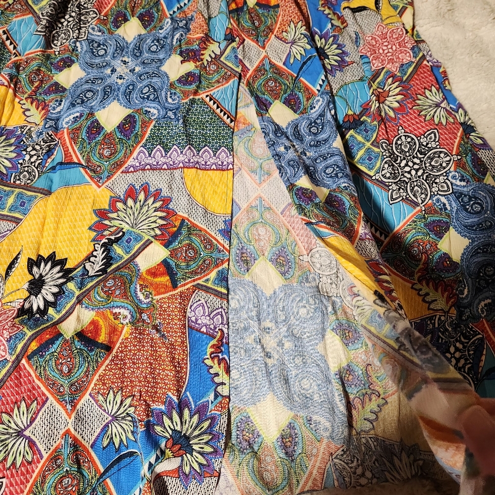 Attitudes By Renee Mumu Maxi Dress Womens Sz S Vibrant Floral Boho Kaftan - Picture 9 of 10